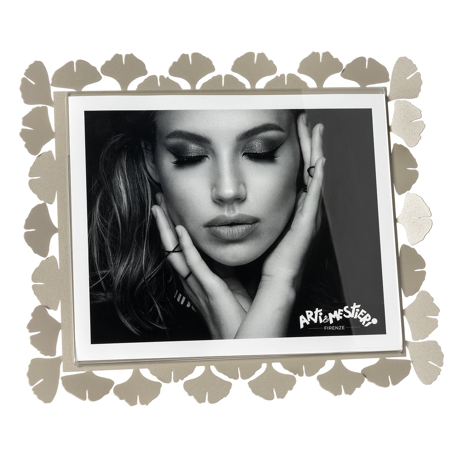 Arti & Mestieri Portafoto Ginkgo Maxi orizzontale sabbia ferro e polimetilmetacrilato 32x27 cm