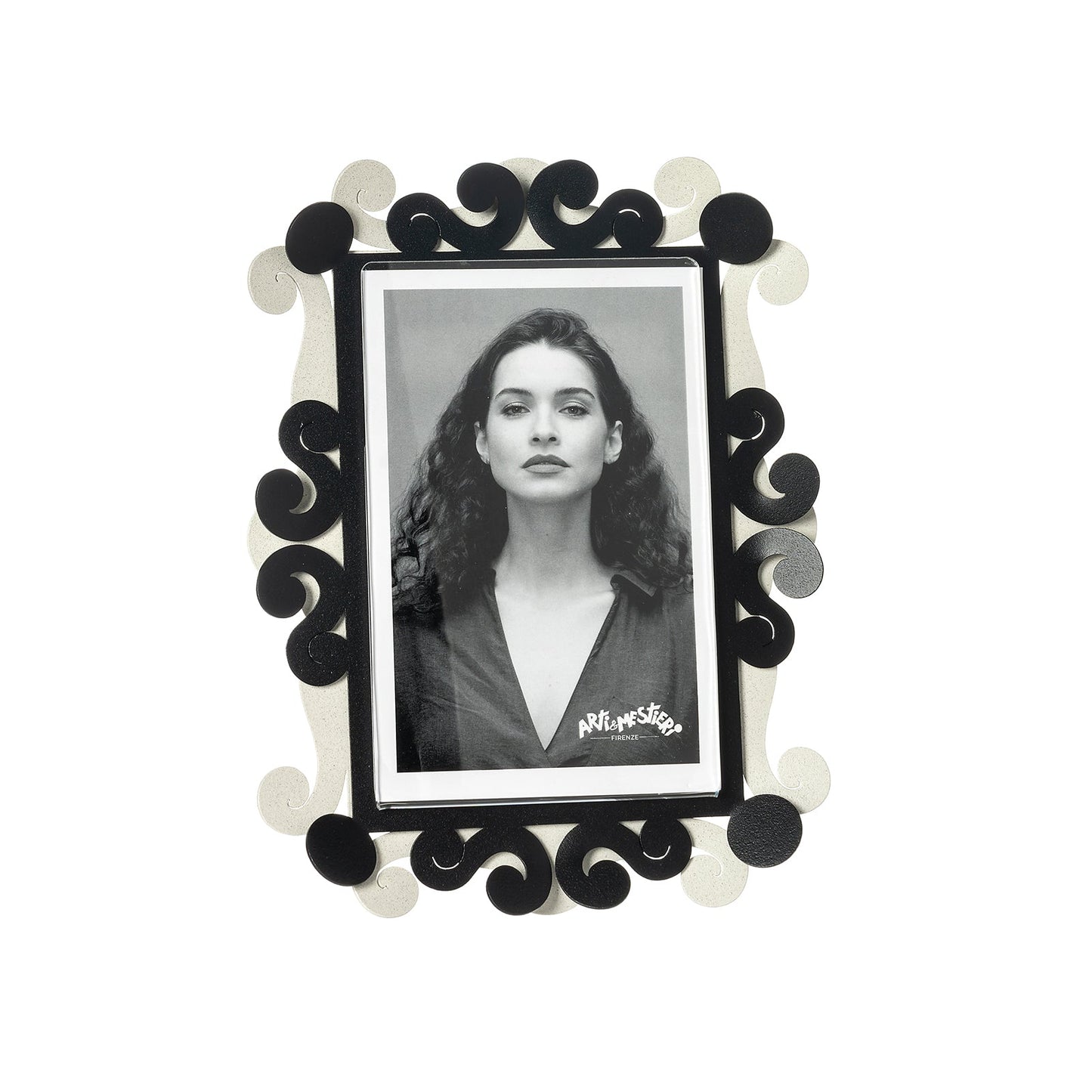 Arti & Mestieri Portafoto Koko piccolo avorio e nero in ferro e polimetilmetacrilato 17x22 cm
