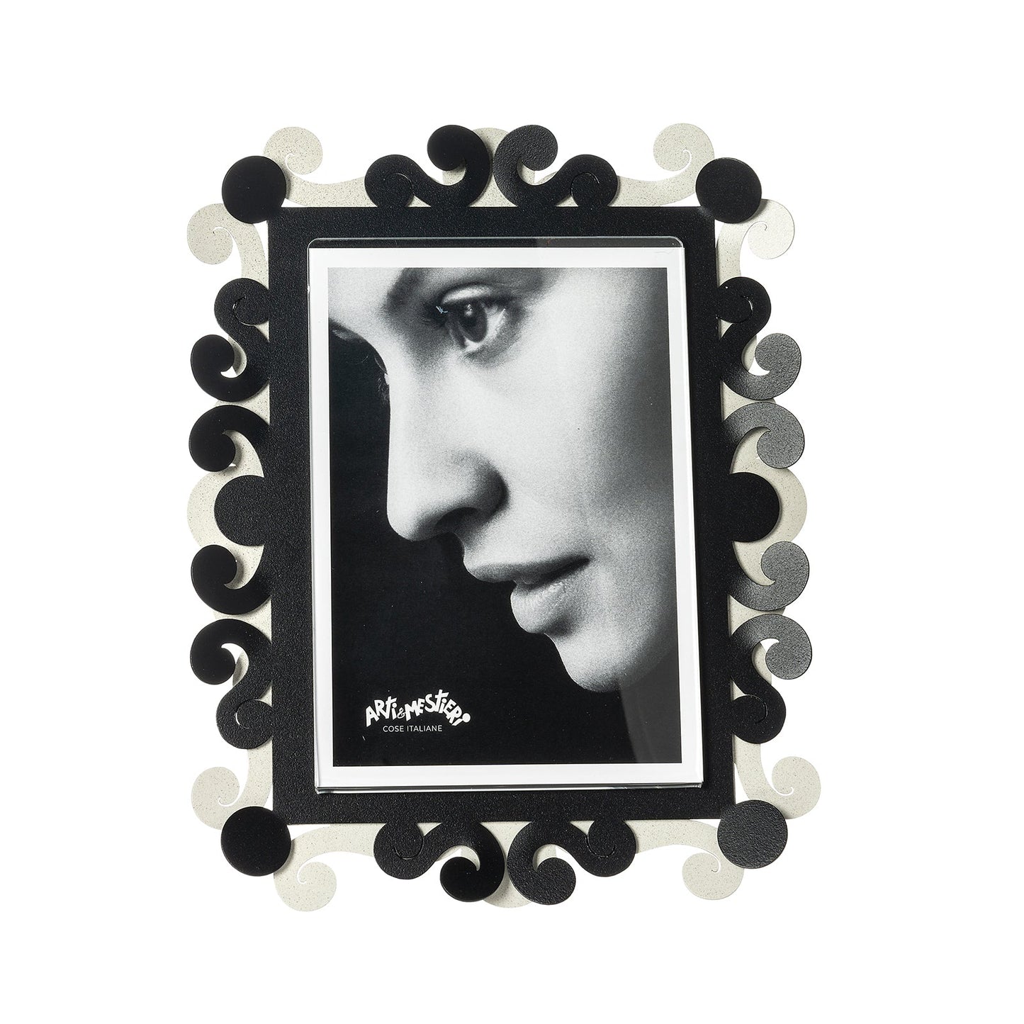 Arti & Mestieri Portafoto Koko Grande avorio e nero in ferro e polimetilmetacrilato 20x25 cm