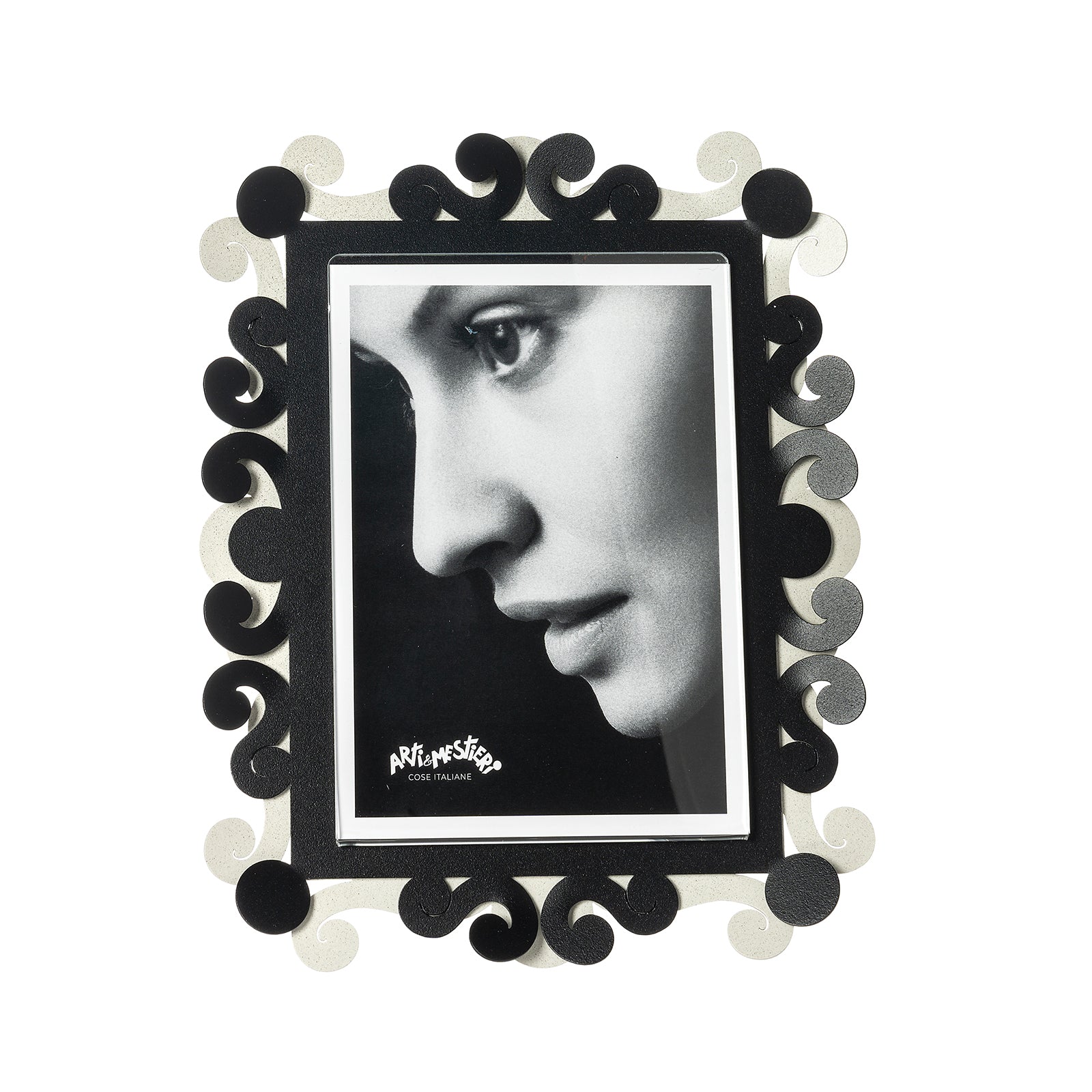 Arti & Mestieri Portafoto Koko Grande avorio e nero in ferro e polimetilmetacrilato 20x25 cm