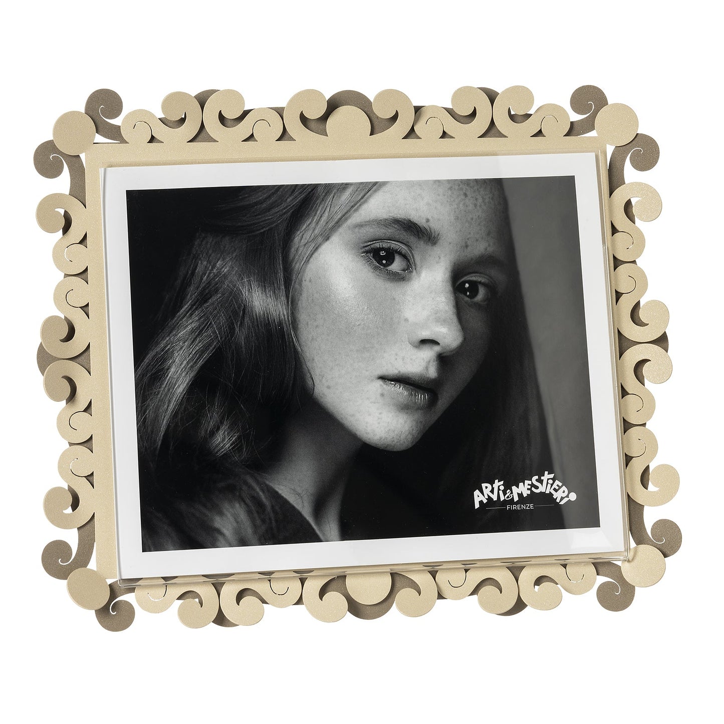 Arti & Mestieri Portafoto Koko Maxi Orizzontale beige crema ferro lavorato artigianalmente
