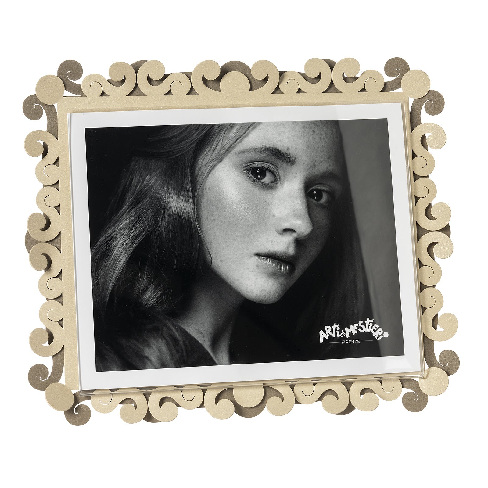 Arti & Mestieri Portafoto Koko Maxi Orizzontale beige crema ferro lavorato artigianalmente