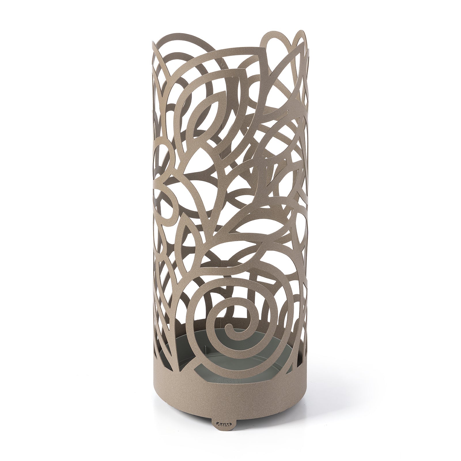 Arti & Mestieri Portaombrelli Garden beige ferro traforato con decori floreali e foglie