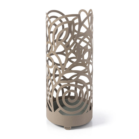Arti & Mestieri Portaombrelli Garden beige ferro traforato con decori floreali e foglie