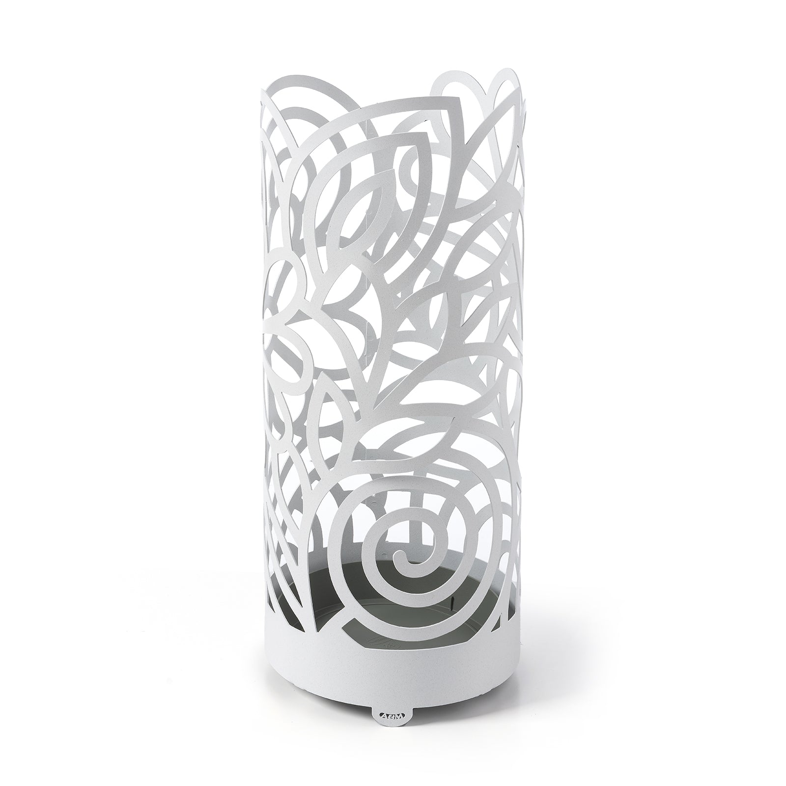 Arti & Mestieri Portaombrelli Garden bianco marmo ferro traforato con decori floreali e foglie
