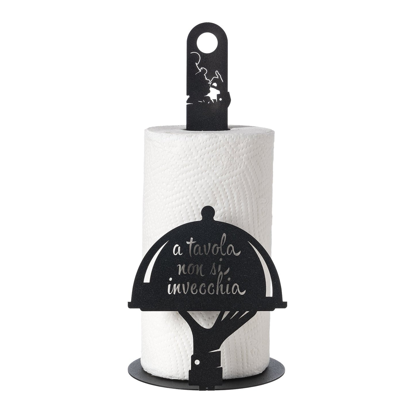 Arti & Mestieri porta rotolo cucina A tavola non si invecchia nero ferro traforato artigianale