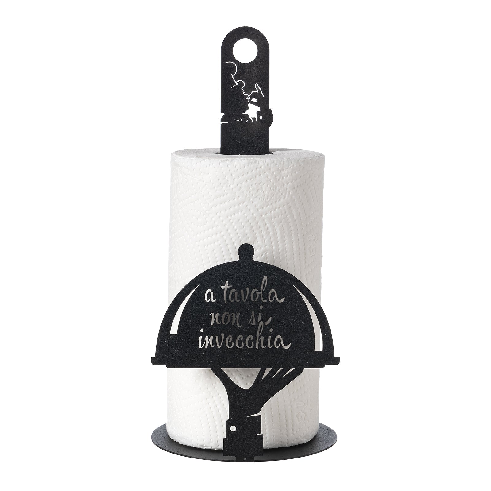 Arti & Mestieri porta rotolo cucina A tavola non si invecchia nero ferro traforato artigianale