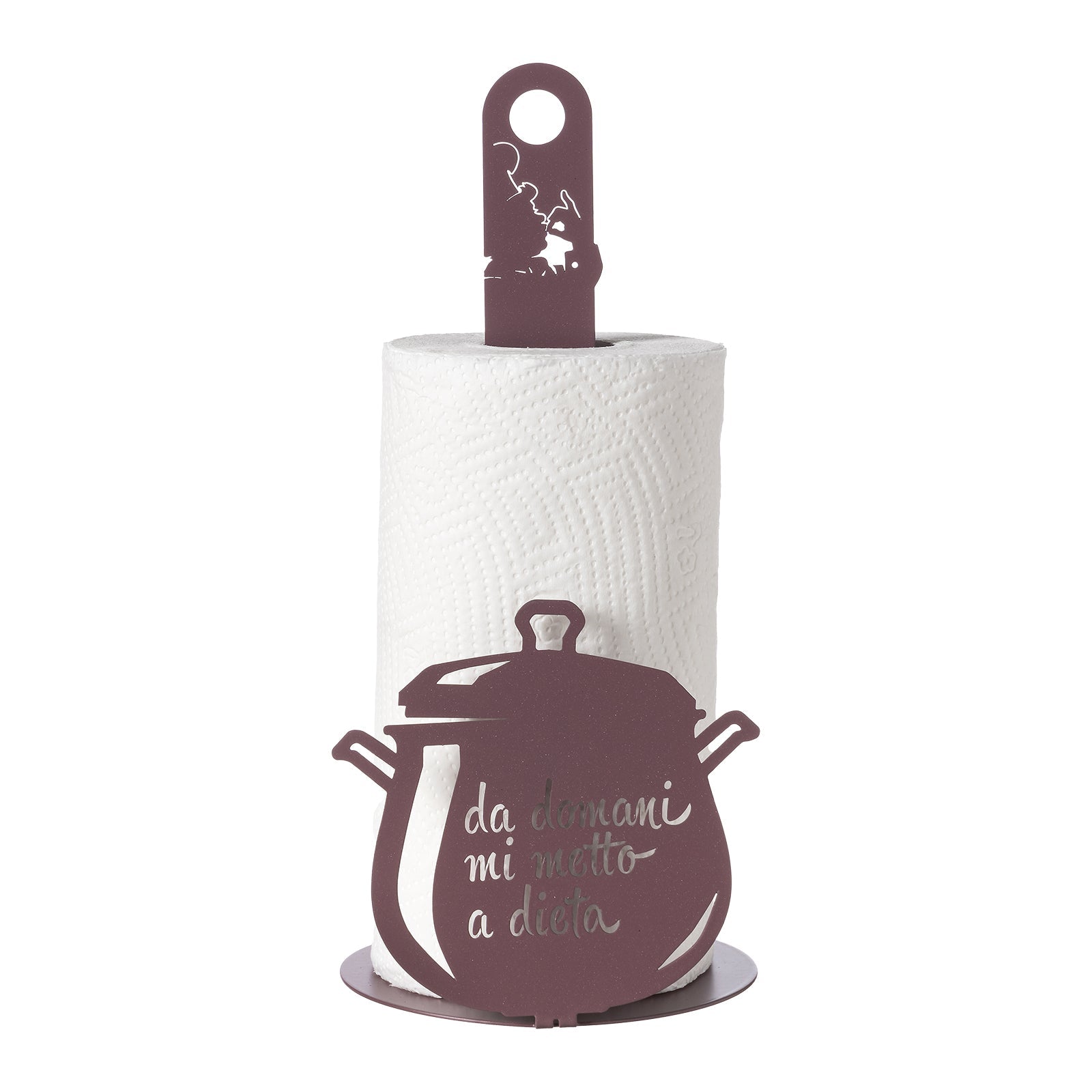 Arti & Mestieri porta rotolo da cucina Da domani mi metto a dieta viola ametista ferro traforato