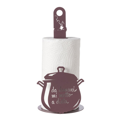 Arti & Mestieri porta rotolo da cucina Da domani mi metto a dieta viola ametista ferro traforato