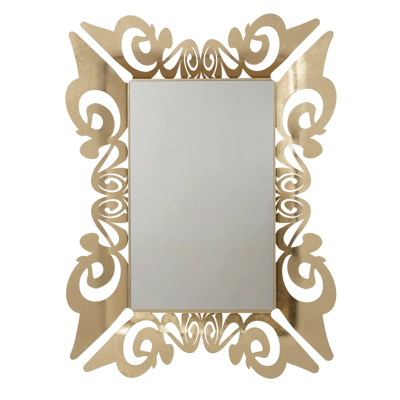 Arti & Mestieri specchio da parete Vanity oro trasparente ferro lavorato artigianalmente con cornice decorata a riccioli
