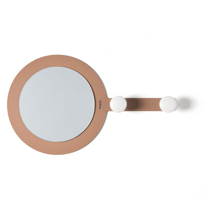 Arti & Mestieri Riflesso & Appeso specchio con ganci colore mocha mousse in ferro, vetro e legno
