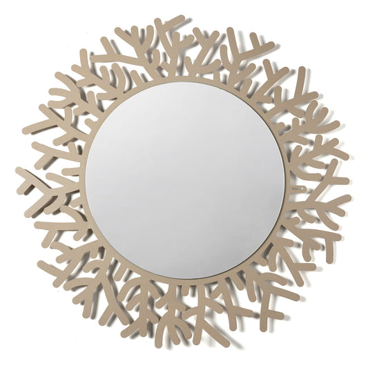 Arti & Mestieri Specchio da parete Coral beige ferro lavorato artigianalmente con cornice a ramificazioni di corallo