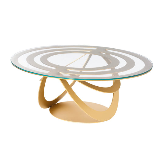 Arti & Mestieri tavolino Optical ovale oro trasparente ferro e vetro – design artigianale italiano