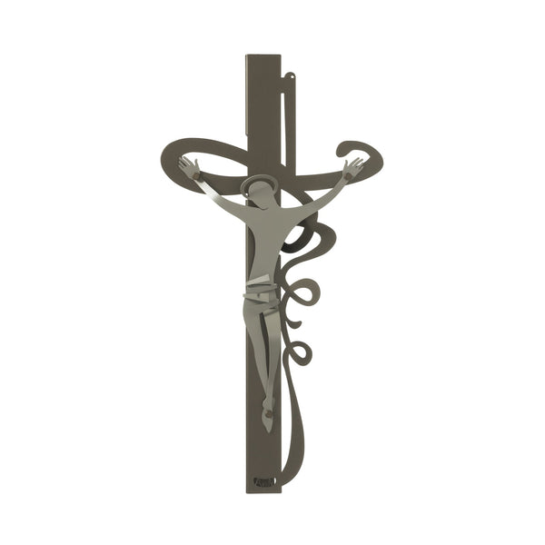 Arts &amp; Crafts - Sacred Art In Iron Small Wall Crucifix Curl — Arti & Mestieri