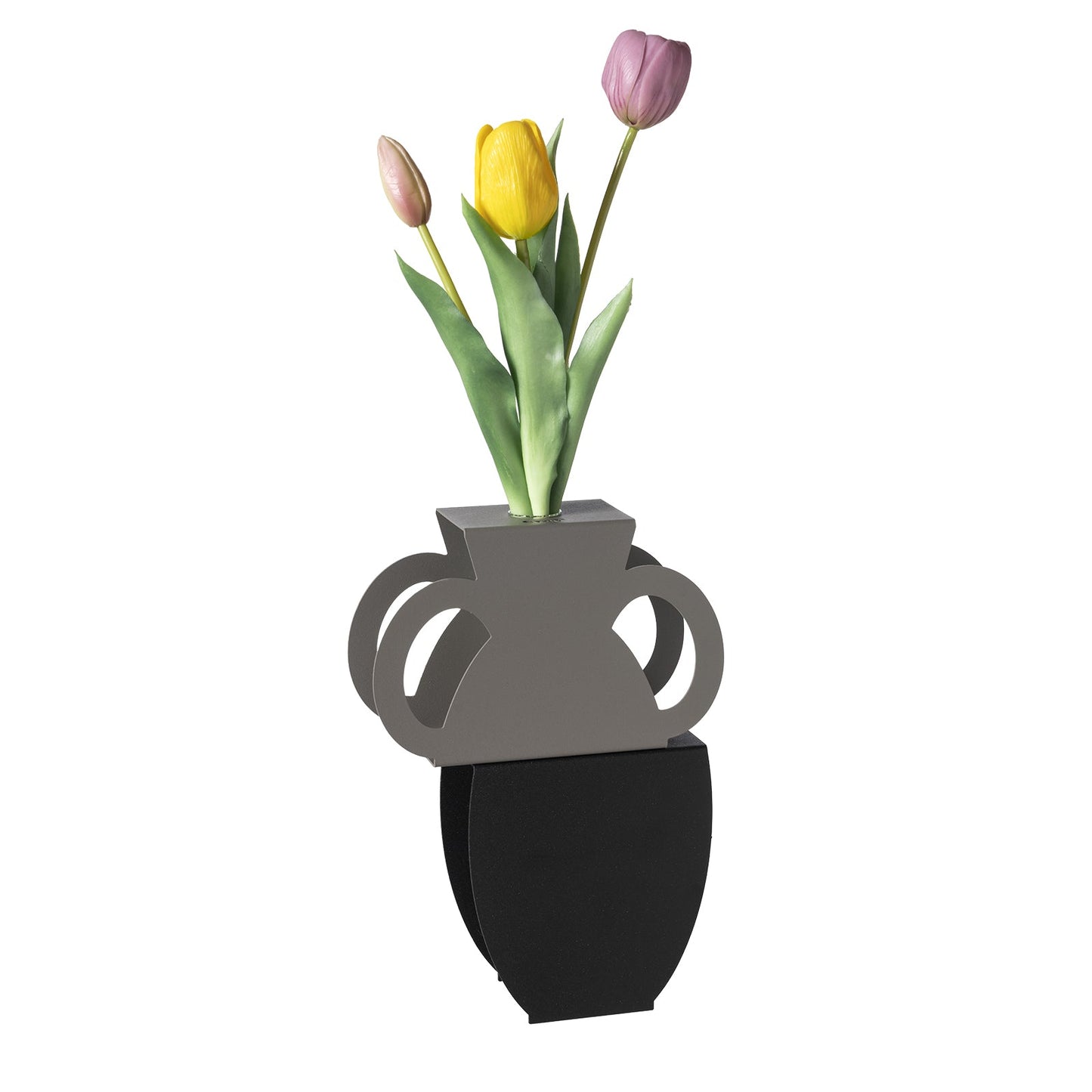 Arti & Mestieri vaso portafiore Cribbio nero fango ferro e vetro 17,5x6x25 cm