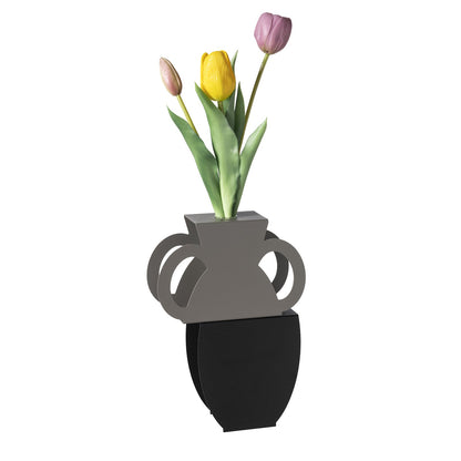 Arti & Mestieri vaso portafiore Cribbio nero fango ferro e vetro 17,5x6x25 cm