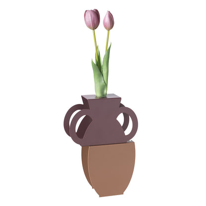Arti & Mestieri vaso portafiore Cribbio mocha mousse viola ametista ferro con fiala in vetro