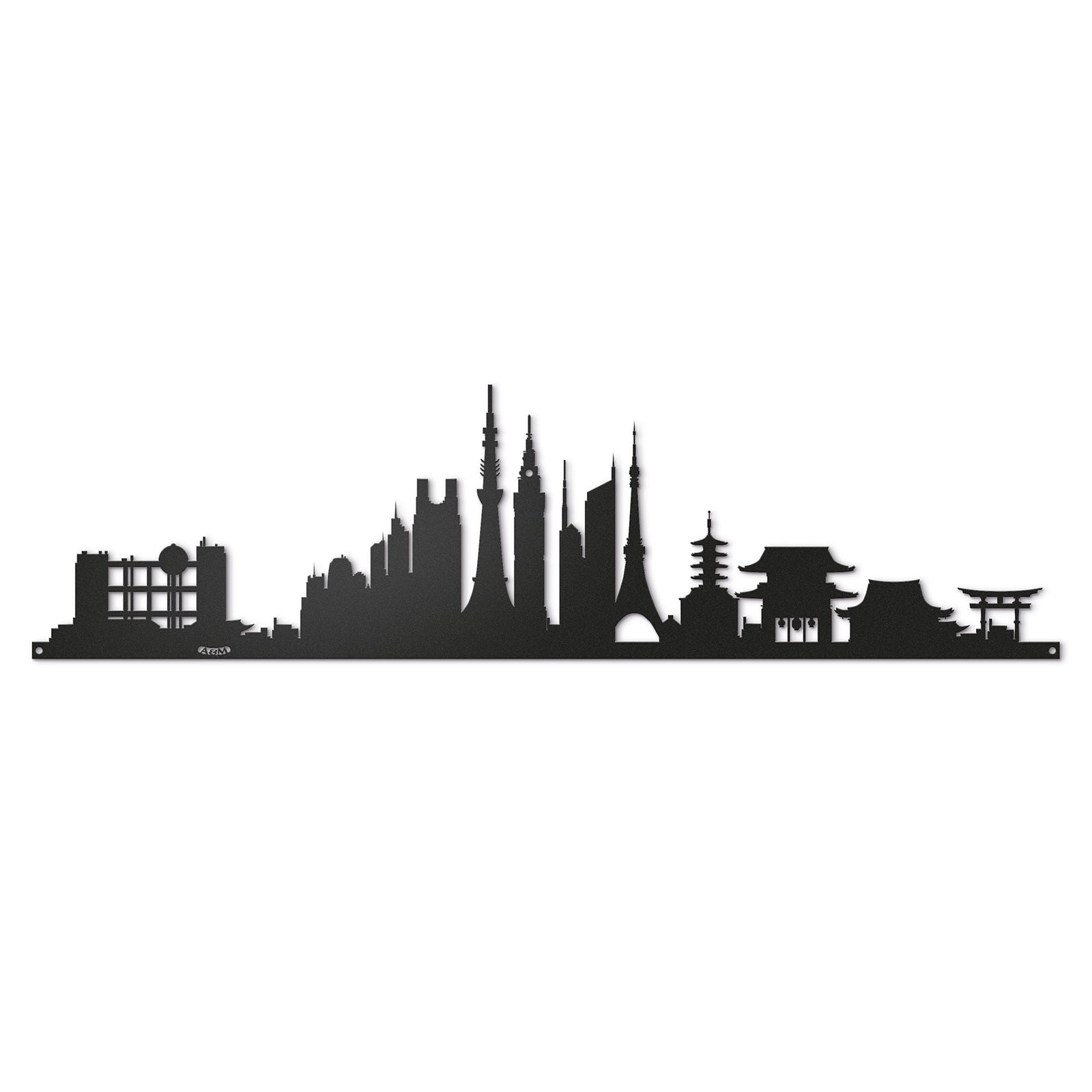 Arti & Mestieri pannello decorativo Tokyo Skyline 100 nero in ferro lavorato artigianalmente 100x26,5 cm