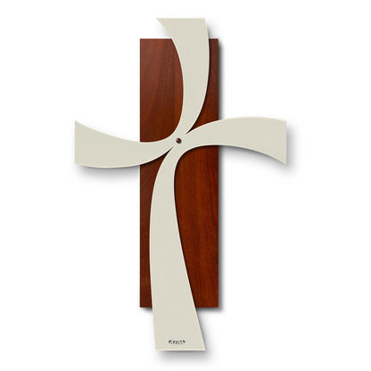 Arti & Mestieri Crocifisso Two Grande avorio ferro battuto e legno arte sacra da parete