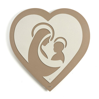 Arti & Mestieri Icona Cuore beige avorio pannello decorativo in ferro lavorato artigianalmente 50x51,5 cm