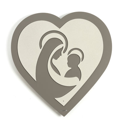Arti & Mestieri Icona Cuore pannello decorativo in ferro fango e avorio arte sacra