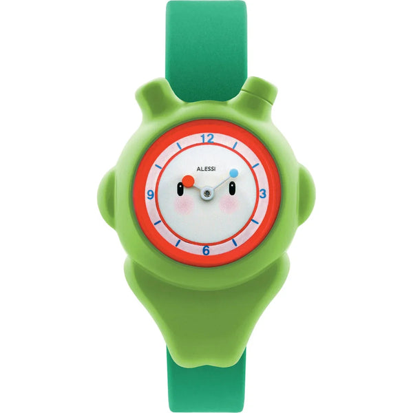 Alessi — Space-bimba AL23004 | Orologio da polso in poliuretano verde — Alessi