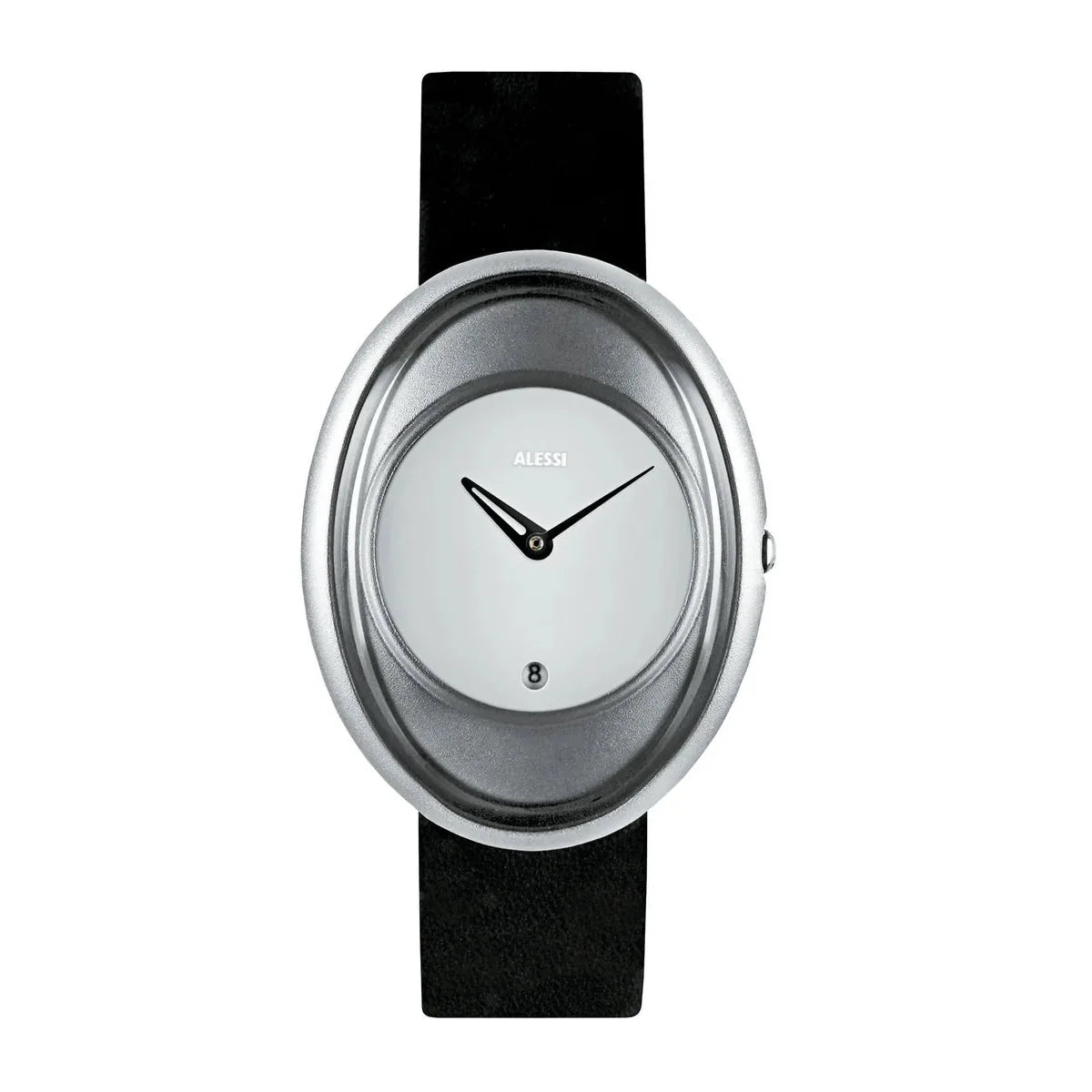 Alessi — Millennium AL19002 | Orologio da polso pelle nera e alluminio