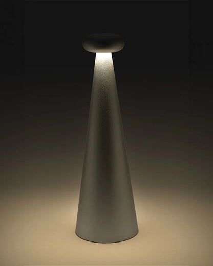 Alessi — Bedin AST02 G | Lampada da tavolo in alluminio grigio — vista laterale