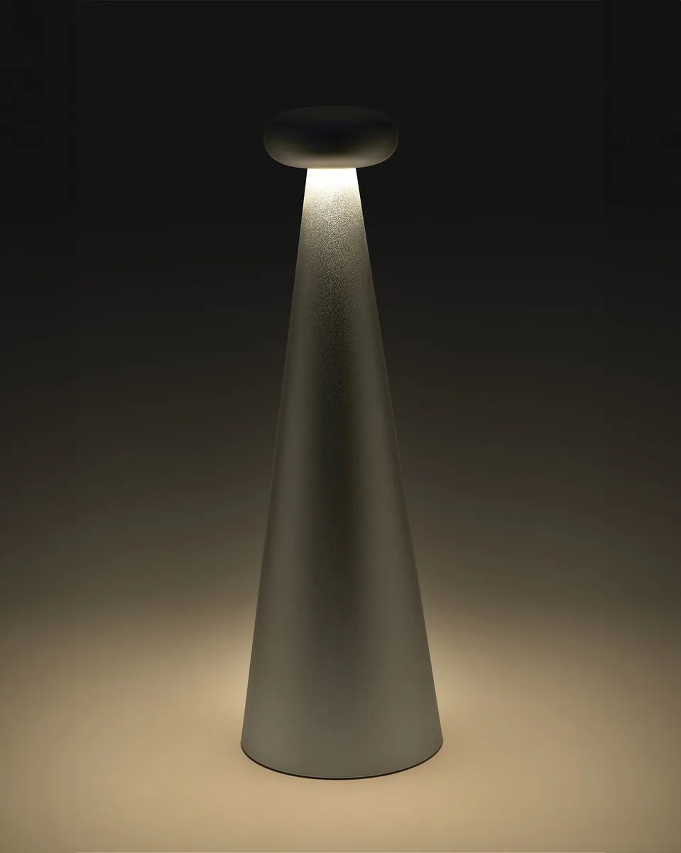 Alessi — Bedin AST02 Y | Lampada da tavolo in alluminio giallo fluo — vista laterale