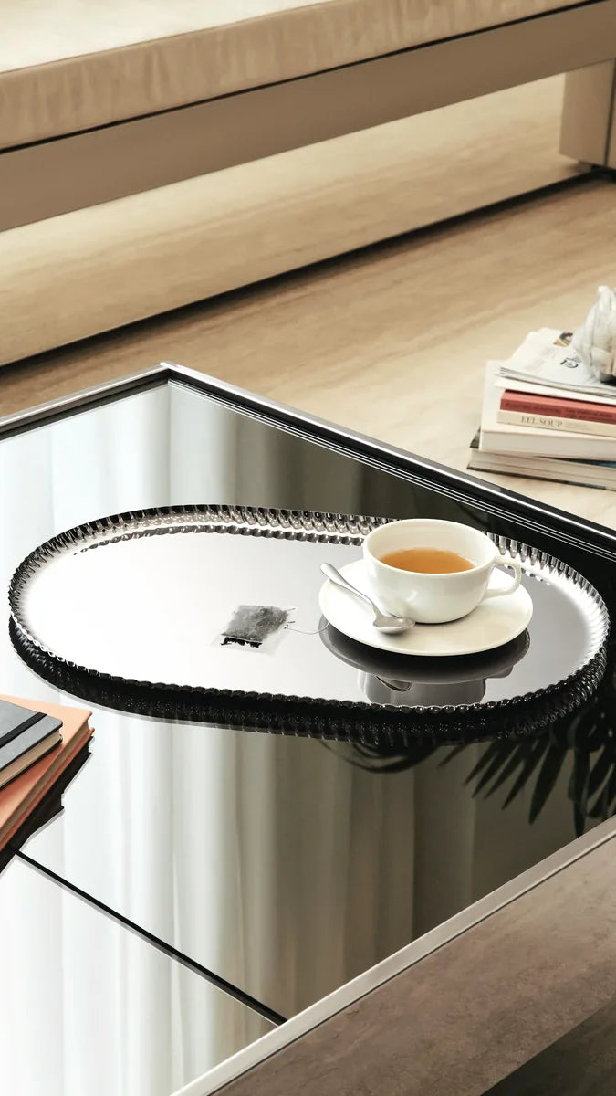 Alessi — Pleats JK01/46 JK01/46 B | Vassoio in acciaio colorato nero
