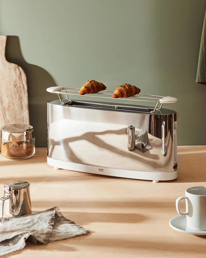 Alessi — SG68 W | Tostapane con scaldabrioche Giovannoni — vista laterale