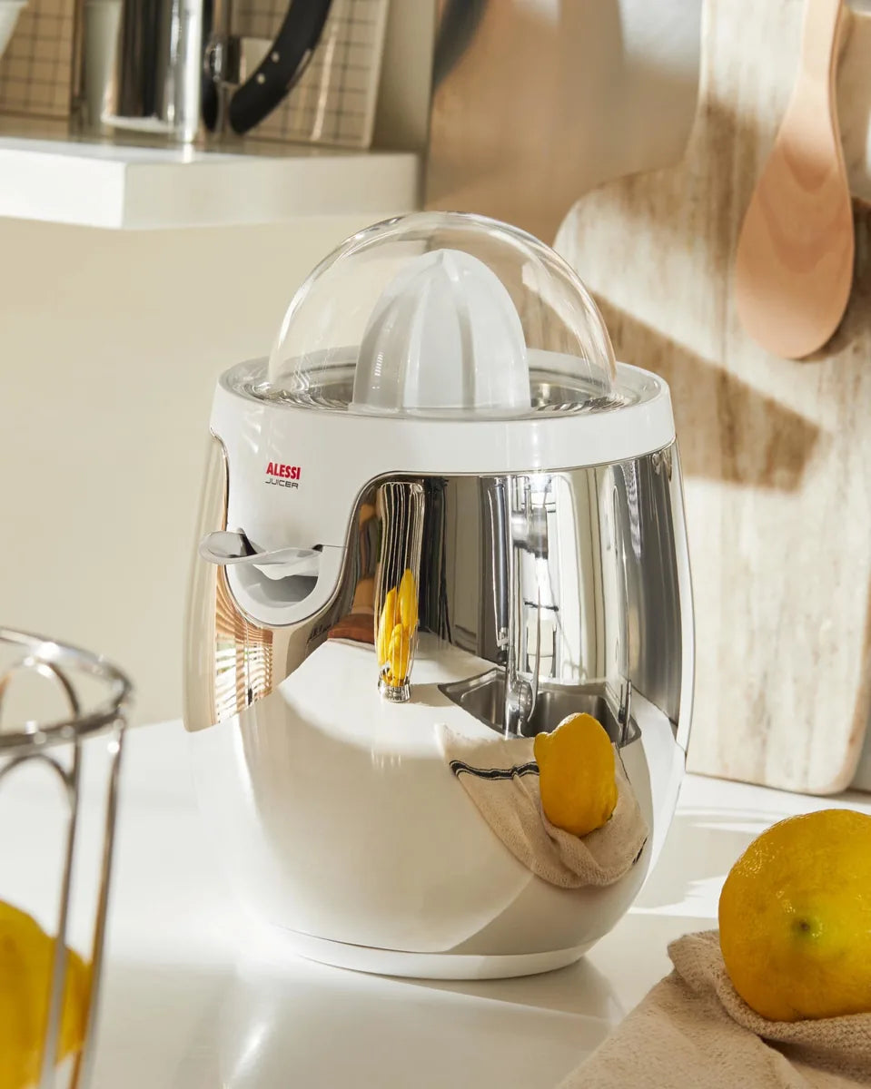 Alessi — SG63 W | Spremiagrumi elettrico Giovannoni bianco — vista laterale