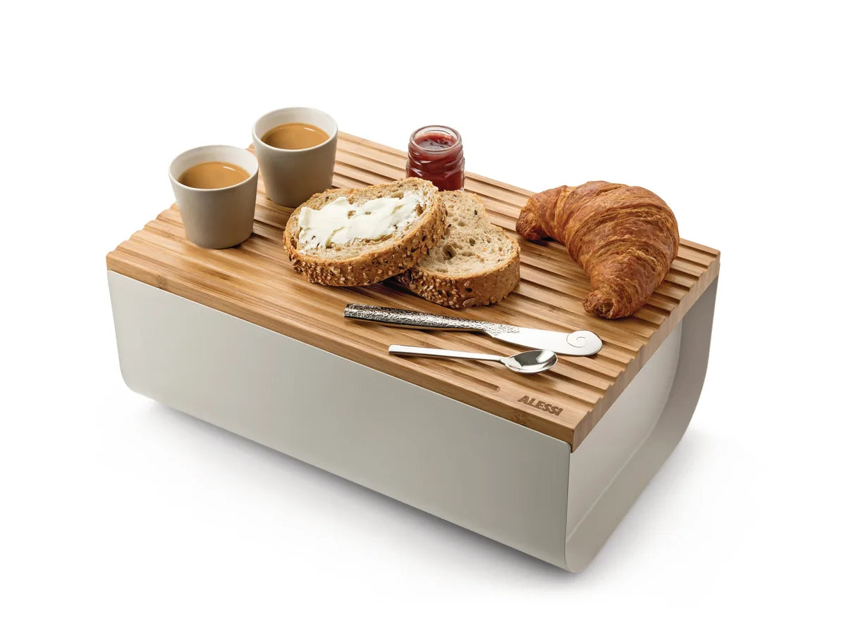 Alessi — Mattina BG03 WG | Cassetta del pane Warm Grey con tagliere