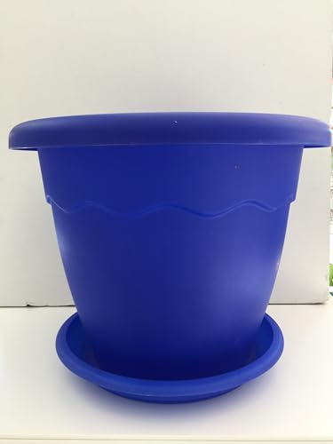 Plant pot in colored plastic cm D. cm 30 h cm 29 with saucer assorted colors; Blue