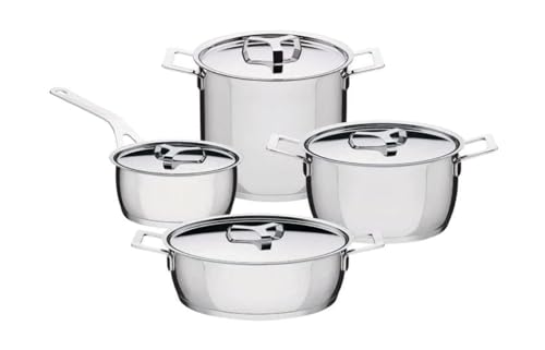 Alessi - Set 9 Pentole con Coperchi in Acciaio Inox