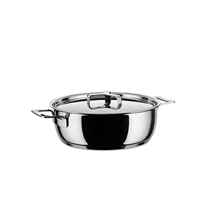 Alessi - Low Saucepan with Two Handles "Pots&amp;Pans" in Stainless Steel