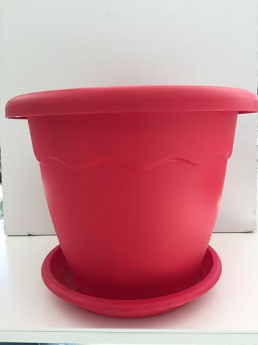 Plant pot in colored plastic cm D. cm 30 h cm 29 with saucer assorted colors; Red