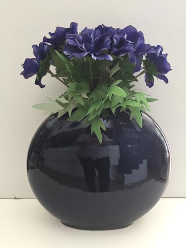 Flattened vase blue color diam. cm 30 by SIA