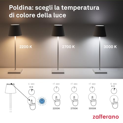 Zafferano - Lampada da Tavolo "Poldina Pro" 38cm Grigio Scuro