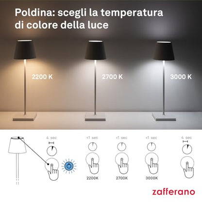 Zafferano - Lampada da Tavolo "Poldina Pro" 38cm Grigio Scuro