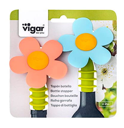 Vigar - Set 2 Tappi per Bottiglia "Fiore" Verde