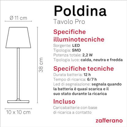 Saffron - Table Lamp "Poldina Pro" 38cm White