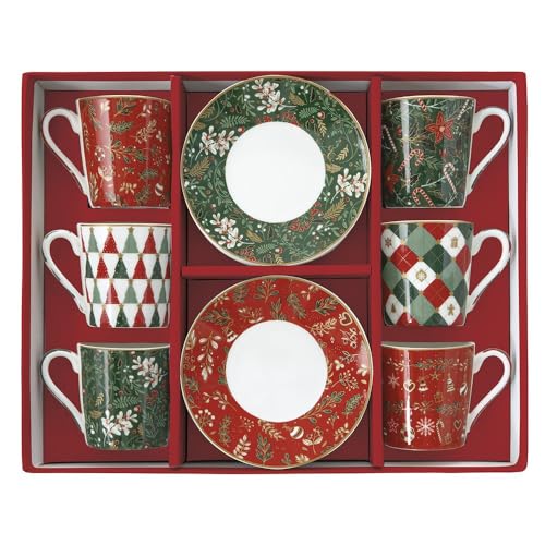 Easy Life - Set of 6 "Fancy Christmas" Coffee Cups