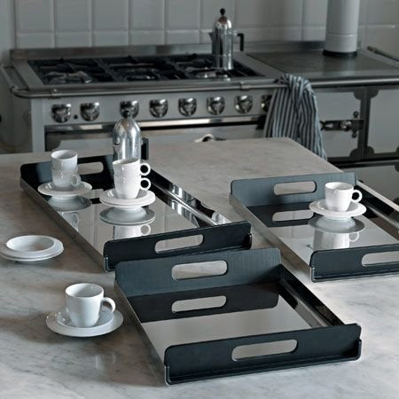 Alessi - Rectangular Tray "Vassily" in Black Stainless Steel