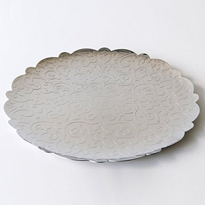 Alessi - Round Tray with Decoration in Stainless Steel