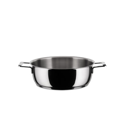 Alessi - Low Saucepan with Two Handles "Pots&amp;Pans" in Stainless Steel