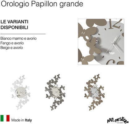 Arti & Mestieri - Orologio da Parete "Papillon" Beige e Bianco Marmo