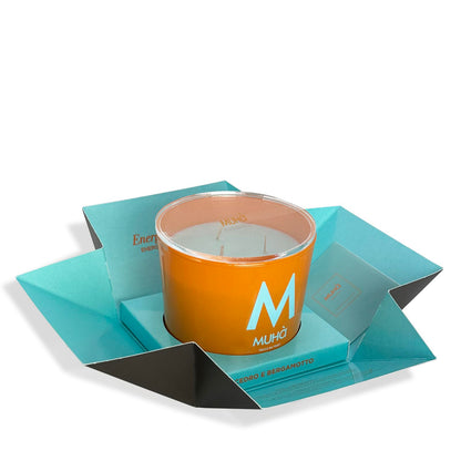 Muhà - Scented Candle in Orange Glass 500gr "Cedar and Bergamot"