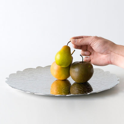 Alessi - Round Tray with Decoration in Stainless Steel