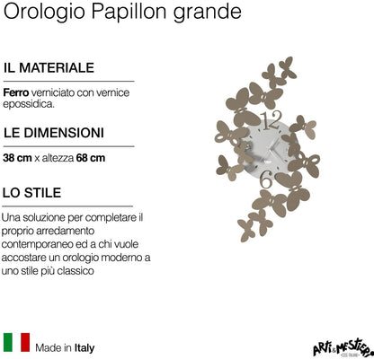 Arti & Mestieri - Orologio da Parete "Papillon" Beige e Bianco Marmo